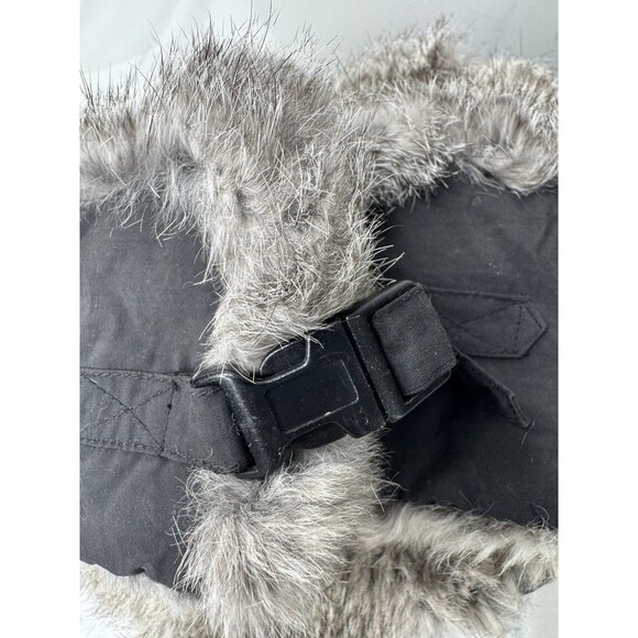 Mad Bomber Rabbit Fur Trapper Hat Black Gray L Natural Rabbit Lined Aviator - Picture 6 of 8